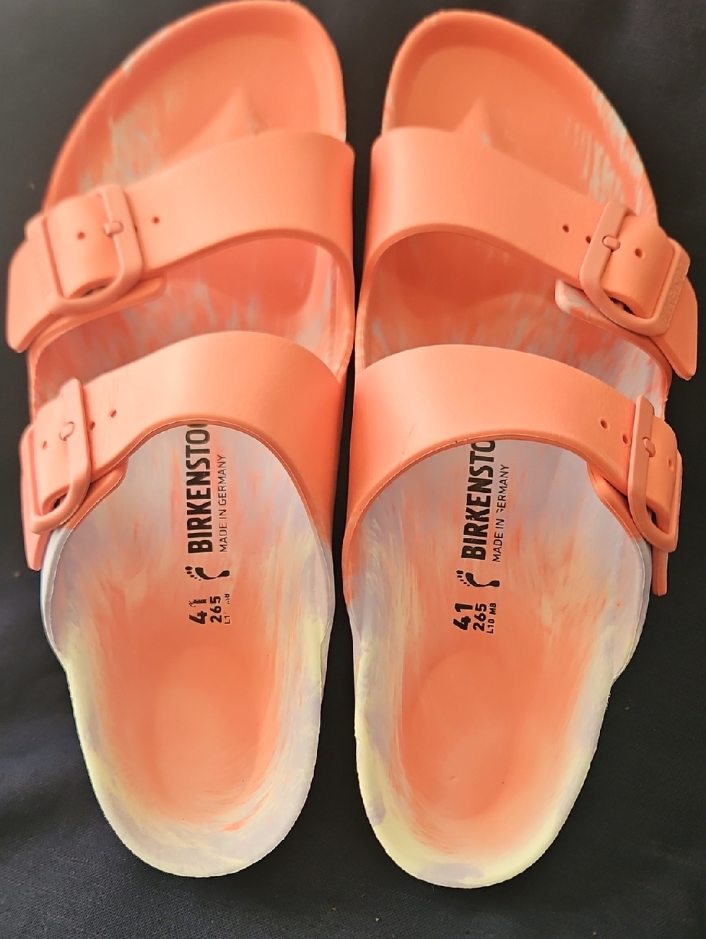 Birkenstock Orange Two-Strap EVA Sandals with Painted Accents